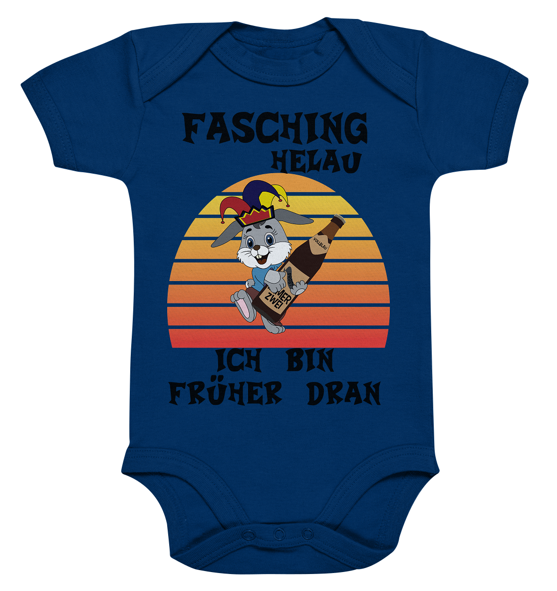 Fasching Helau, Osterhase feiert Karneval, Helau - Organic Baby Bodysuite