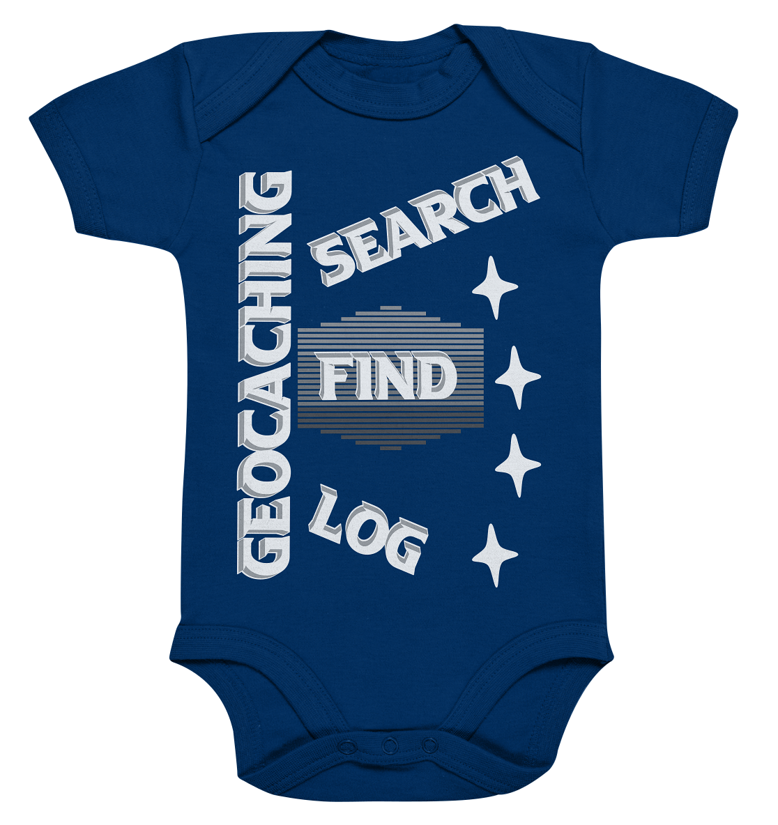 Geocaching-SEARCH-FIND-LOG, Cache Helles Disign Sterne - Organic Baby Bodysuite
