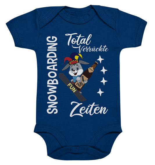 Snowboarding, verrückte Zeiten, Snowboarder, Osterhase - Organic Baby Bodysuite