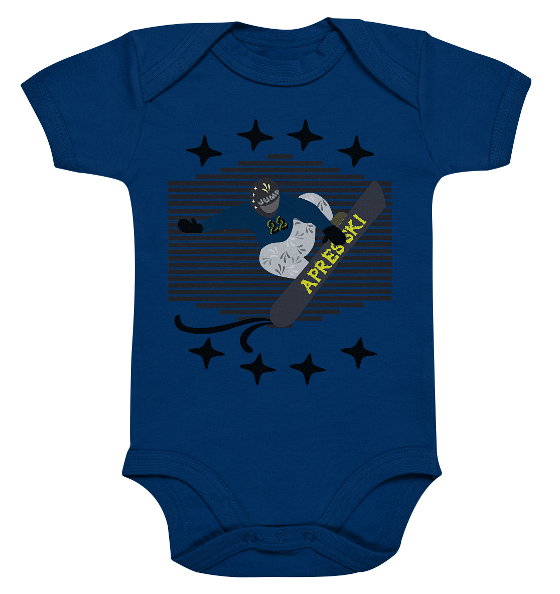 Snowboarding, Apres- Ski, Snowboard, - Organic Baby Bodysuite