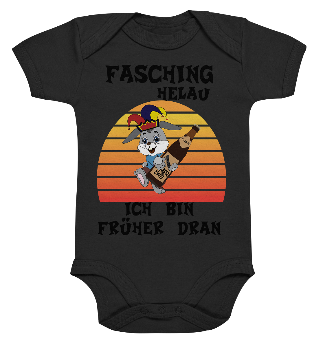 Fasching Helau, Osterhase feiert Karneval, Helau - Organic Baby Bodysuite