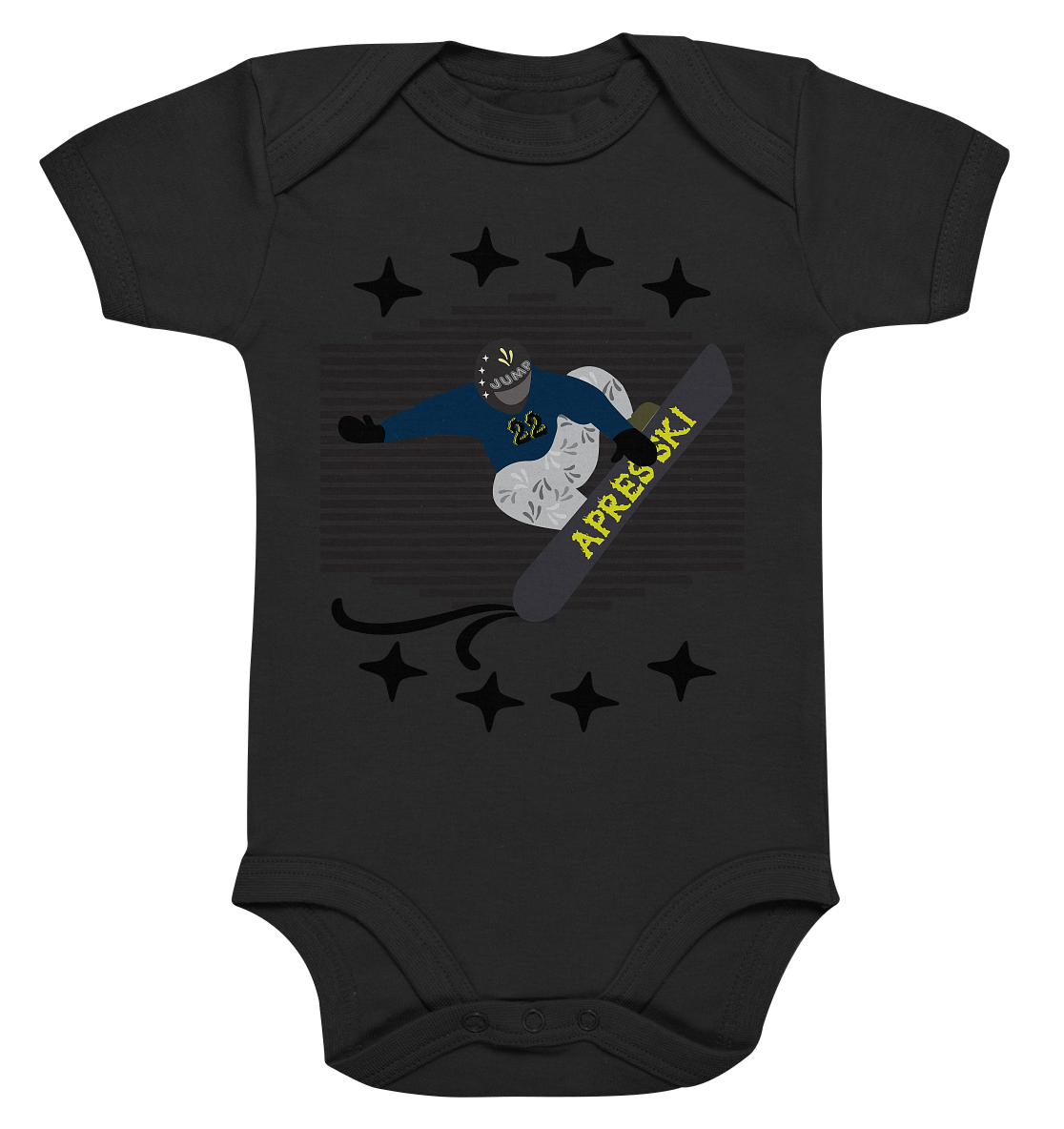 Snowboarding, Apres- Ski, Snowboard, - Organic Baby Bodysuite
