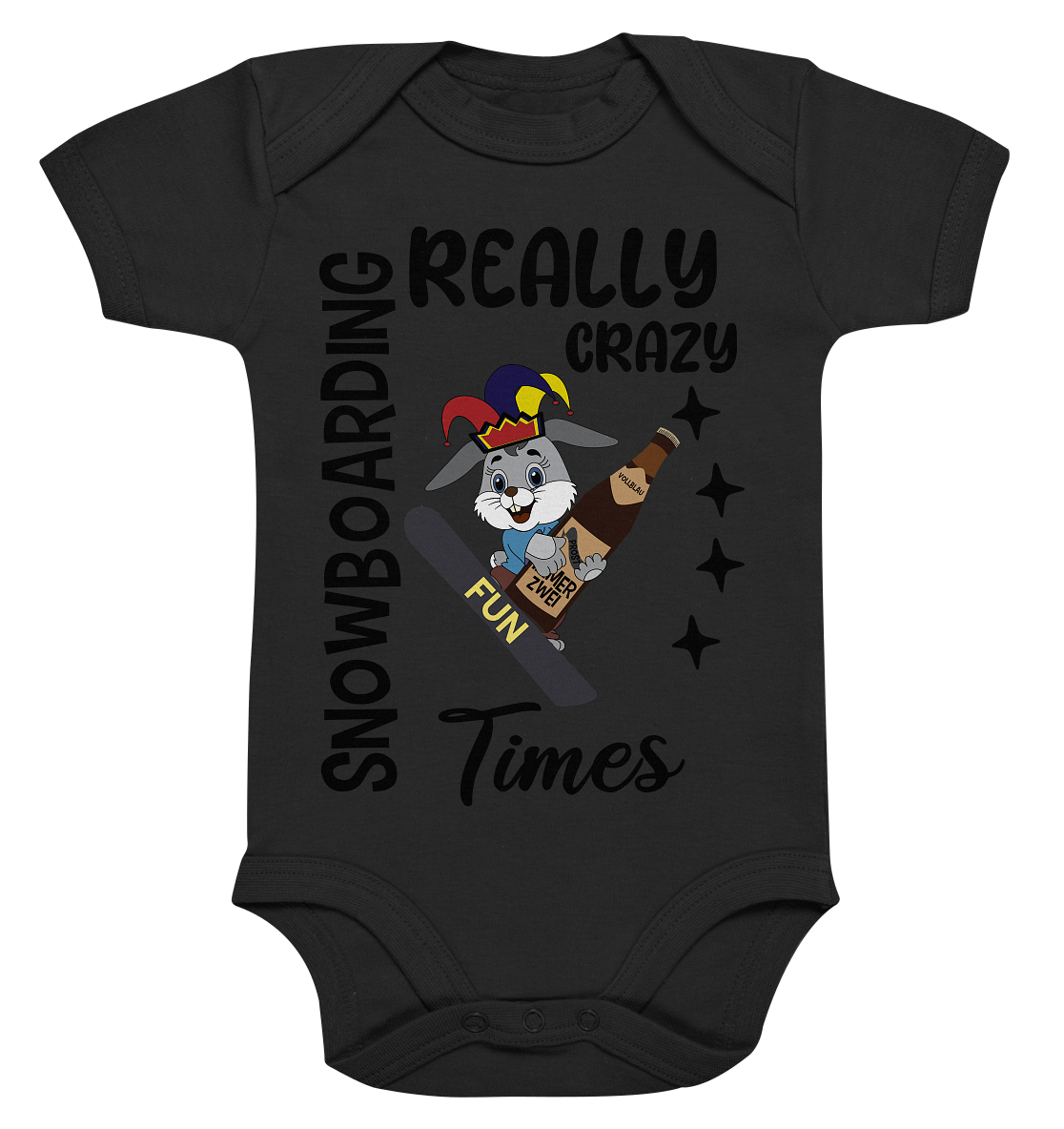 Snowboarding, really crazy, Osterhase mit Bierflasche - Organic Baby Bodysuite