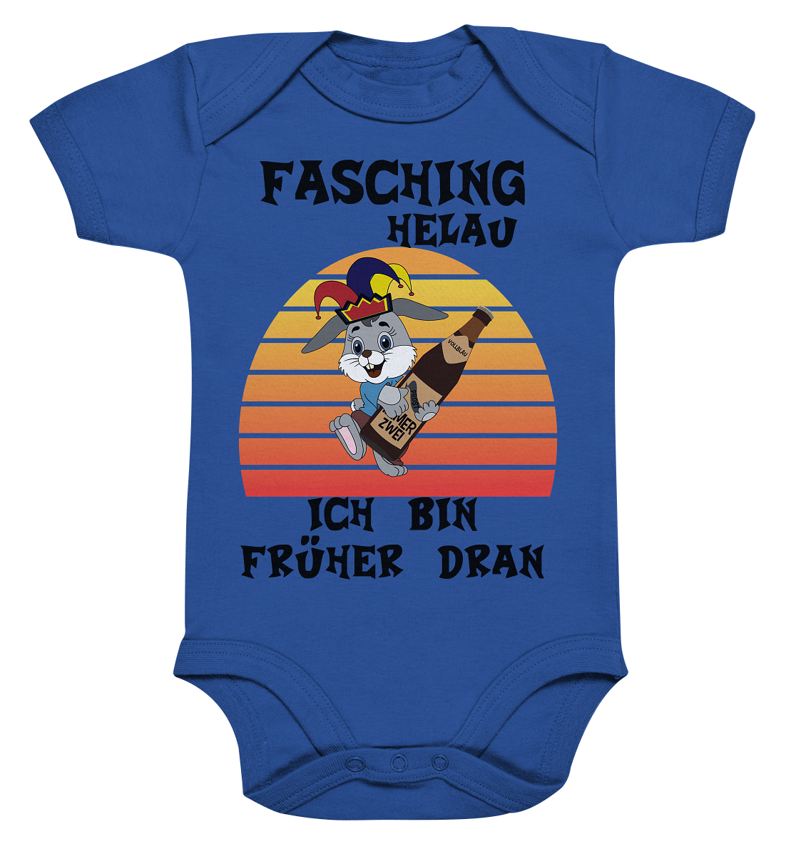Fasching Helau, Osterhase feiert Karneval, Helau - Organic Baby Bodysuite