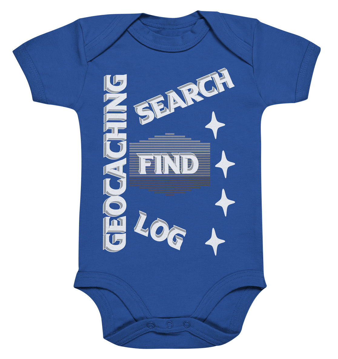 Geocaching-SEARCH-FIND-LOG, Cache Helles Disign Sterne - Organic Baby Bodysuite