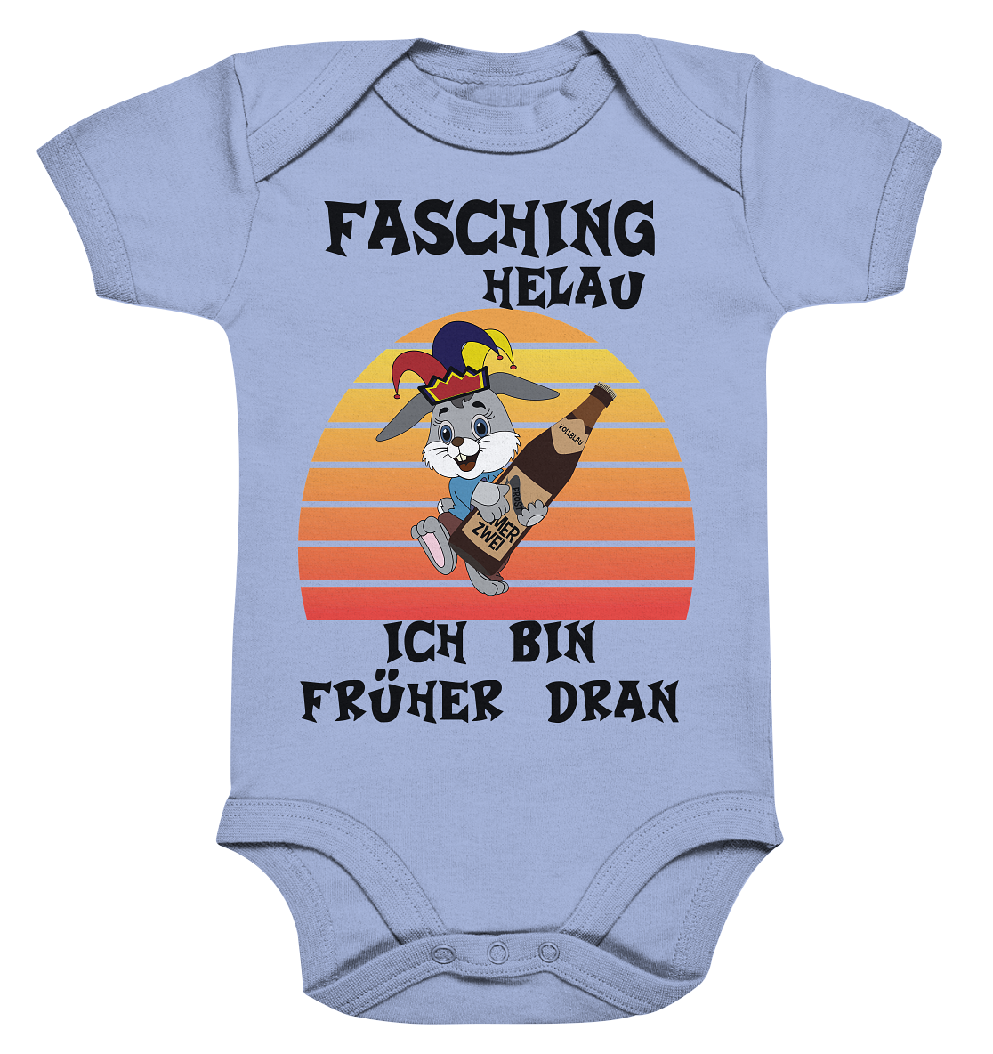 Fasching Helau, Osterhase feiert Karneval, Helau - Organic Baby Bodysuite