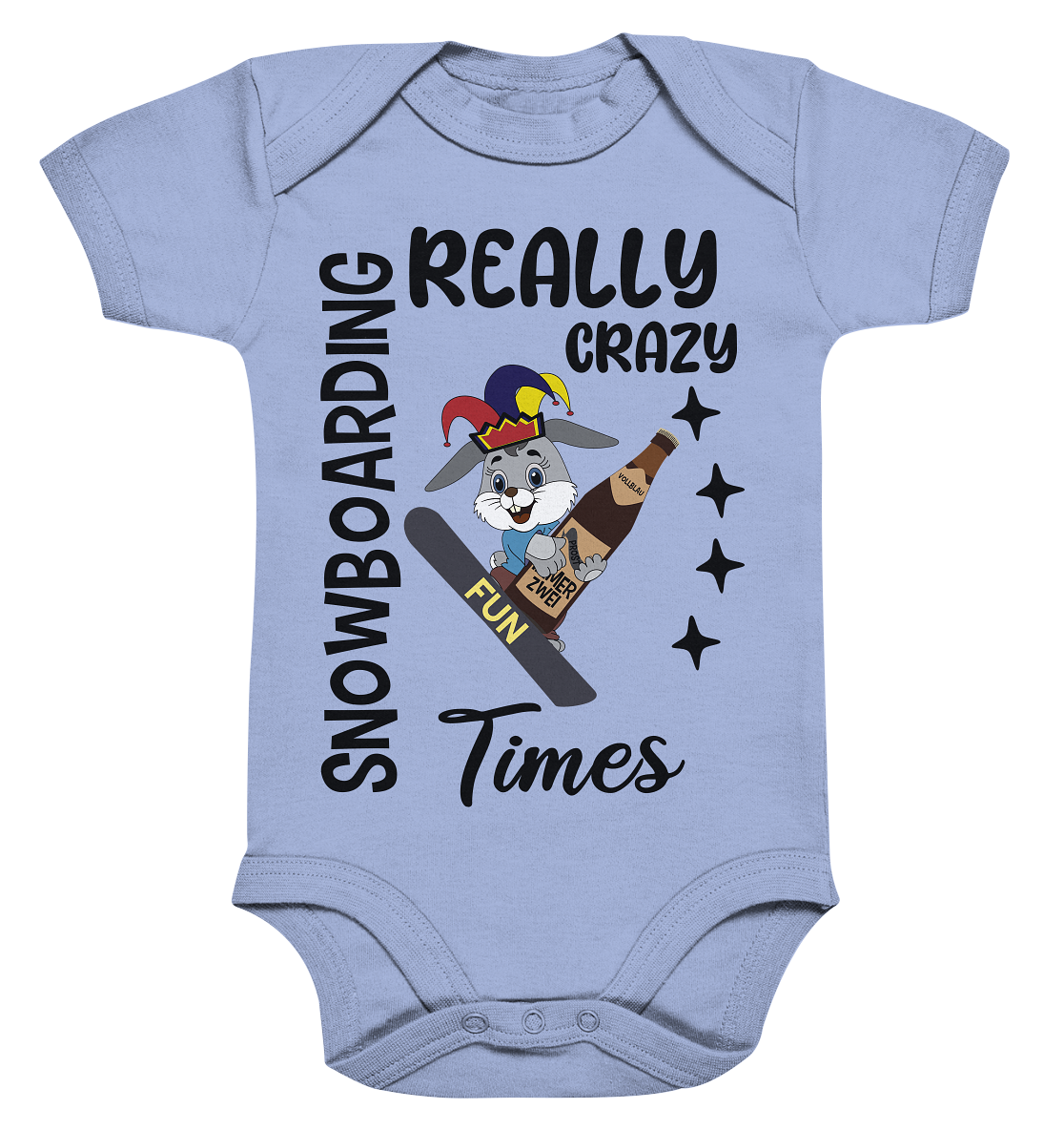 Snowboarding, really crazy, Osterhase mit Bierflasche - Organic Baby Bodysuite