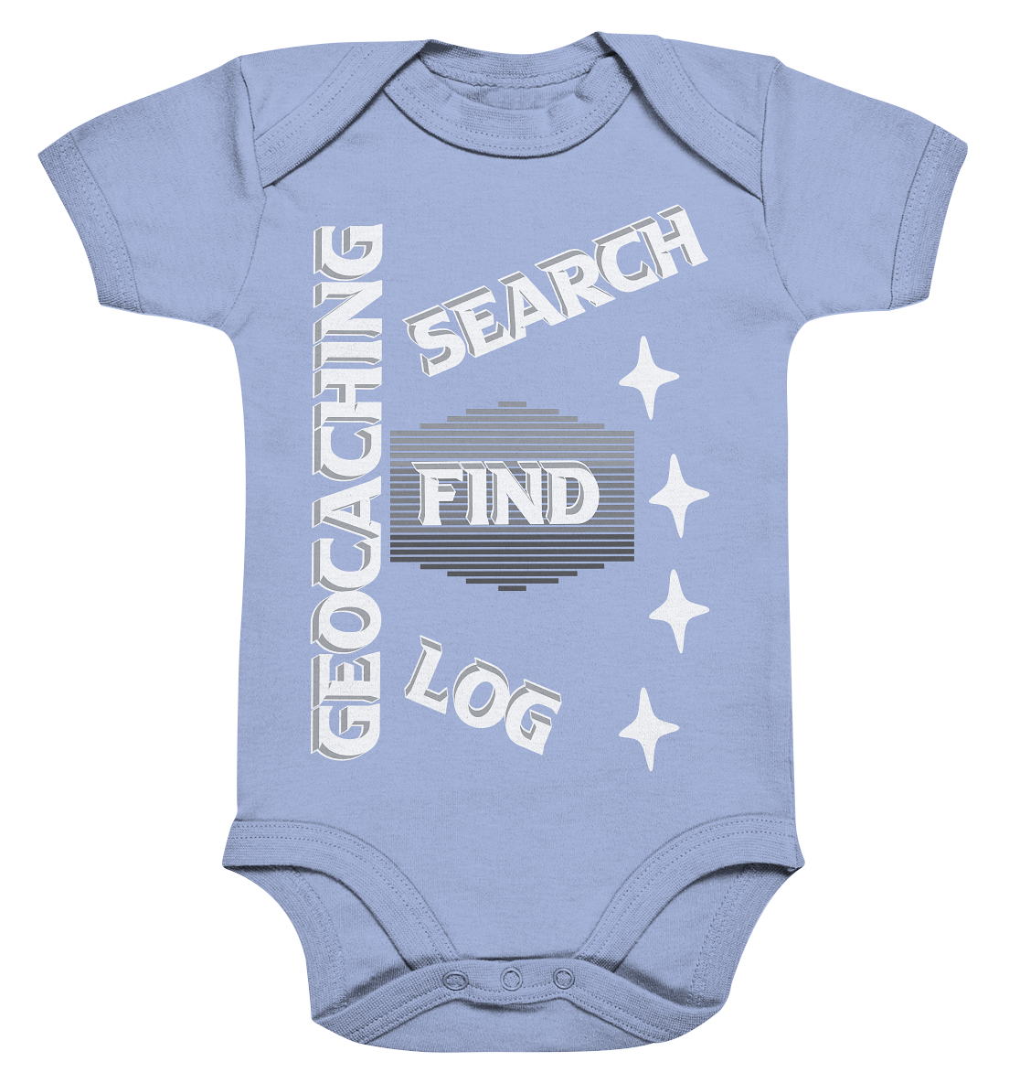Geocaching-SEARCH-FIND-LOG, Cache Helles Disign Sterne - Organic Baby Bodysuite