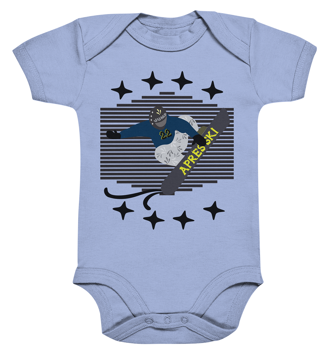 Snowboarding, Apres- Ski, Snowboard, - Organic Baby Bodysuite