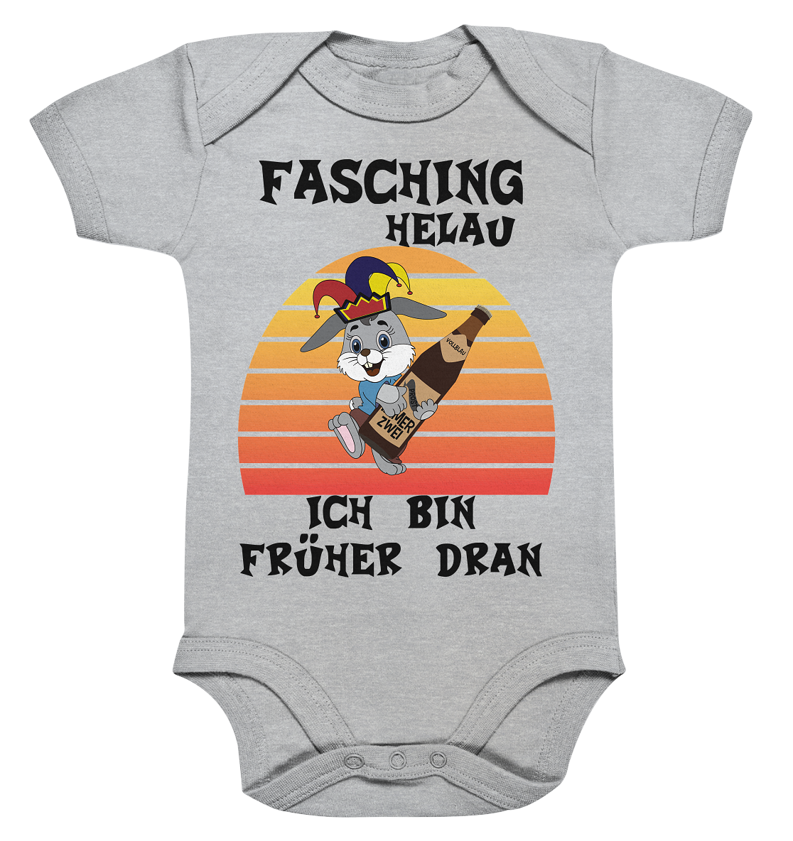 Fasching Helau, Osterhase feiert Karneval, Helau - Organic Baby Bodysuite