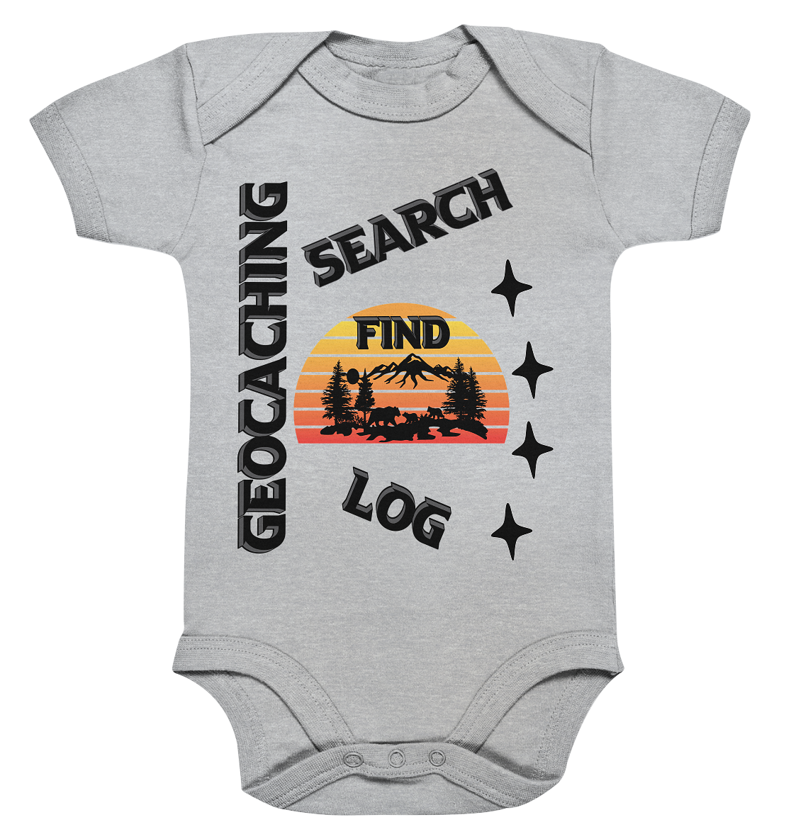 Geocaching, Suchen, Finden und Log, Geocache Schwarzes Design - Organic Baby Bodysuite