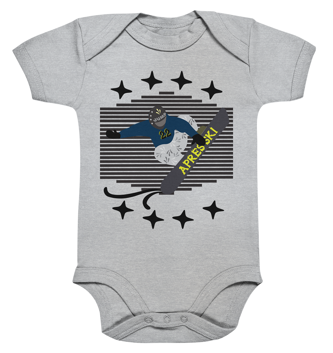 Snowboarding, Apres- Ski, Snowboard, - Organic Baby Bodysuite