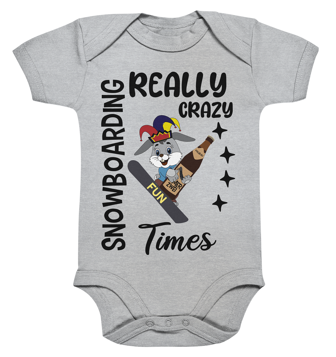 Snowboarding, really crazy, Osterhase mit Bierflasche - Organic Baby Bodysuite