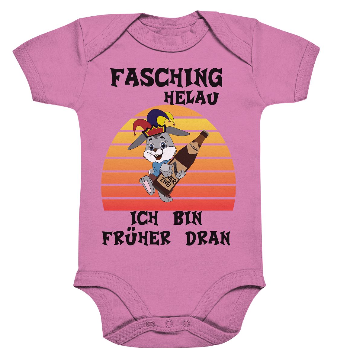 Fasching Helau, Osterhase feiert Karneval, Helau - Organic Baby Bodysuite