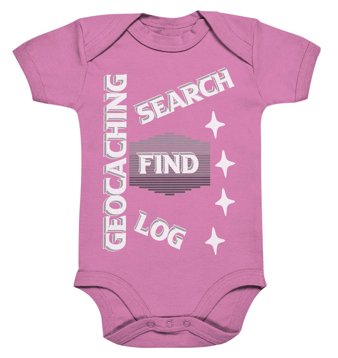 Geocaching-SEARCH-FIND-LOG, Cache Helles Disign Sterne - Organic Baby Bodysuite
