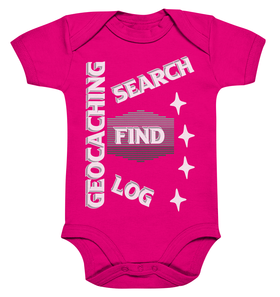 Geocaching-SEARCH-FIND-LOG, Cache Helles Disign Sterne - Organic Baby Bodysuite