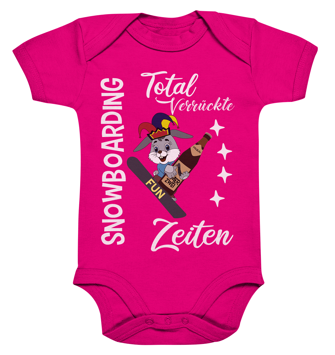 Snowboarding, verrückte Zeiten, Snowboarder, Osterhase - Organic Baby Bodysuite