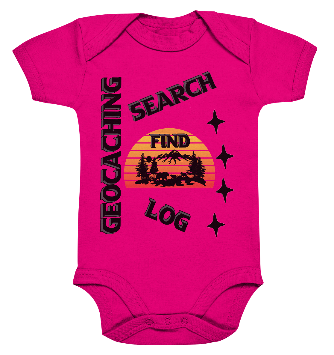 Geocaching, Suchen, Finden und Log, Geocache Schwarzes Design - Organic Baby Bodysuite