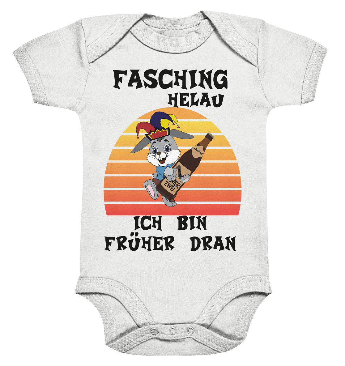 Fasching Helau, Osterhase feiert Karneval, Helau - Organic Baby Bodysuite