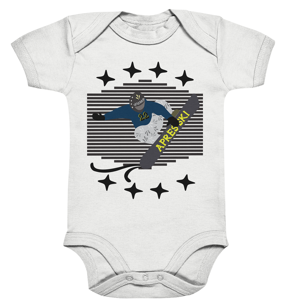 Snowboarding, Apres- Ski, Snowboard, - Organic Baby Bodysuite