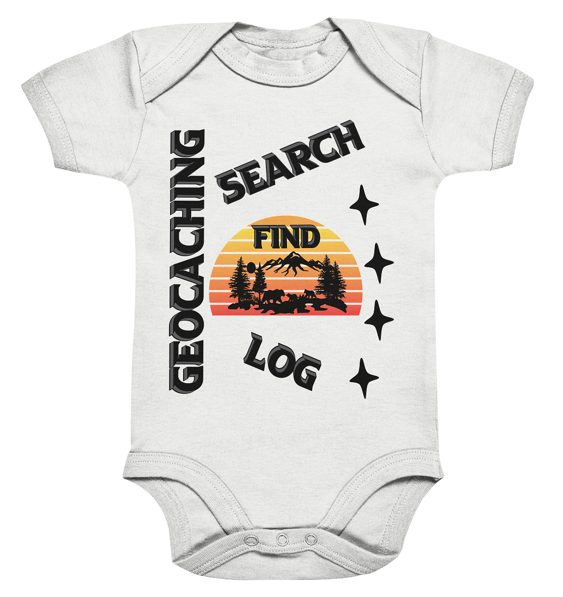 Geocaching, Suchen, Finden und Log, Geocache Schwarzes Design - Organic Baby Bodysuite