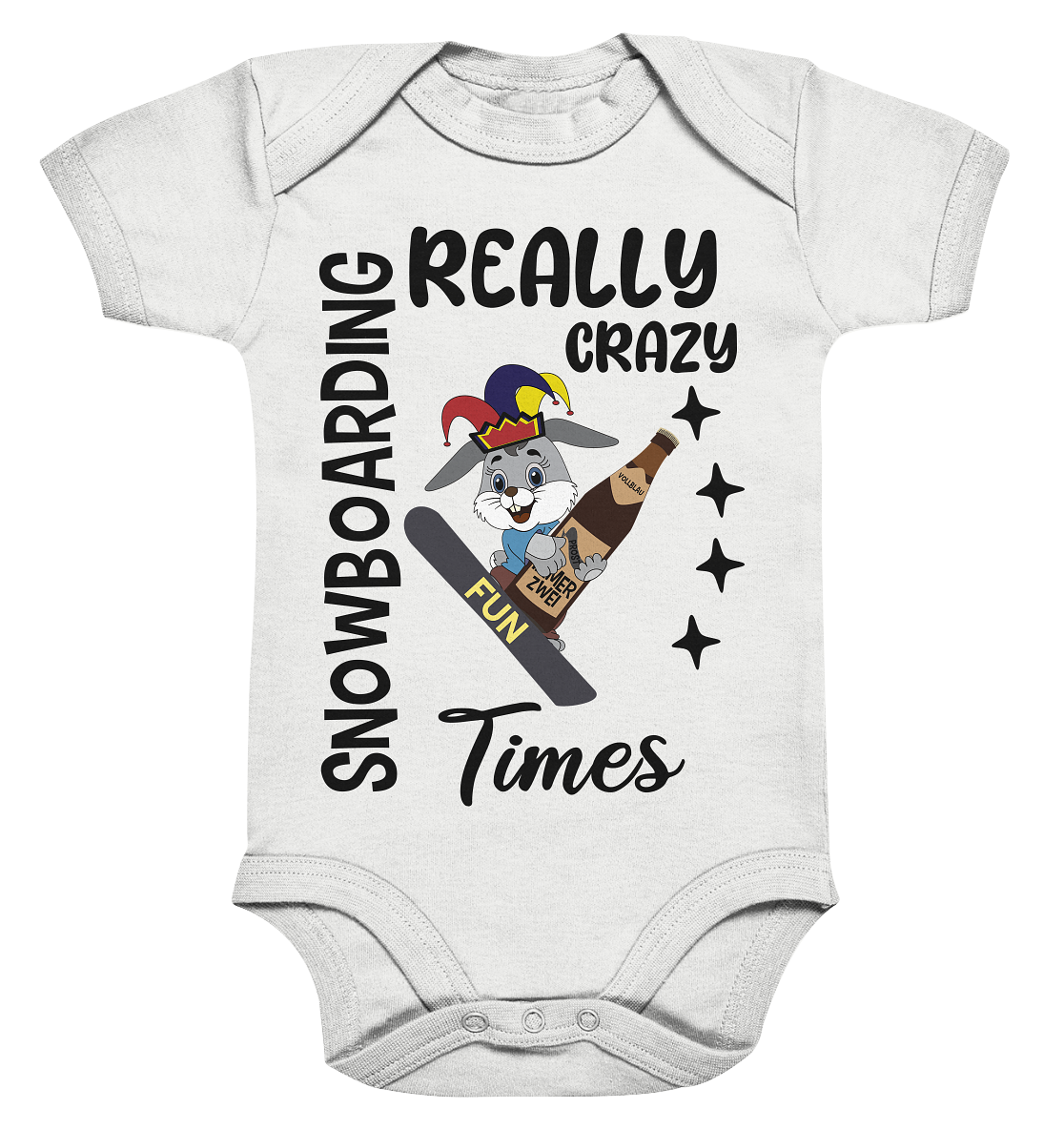 Snowboarding, really crazy, Osterhase mit Bierflasche - Organic Baby Bodysuite