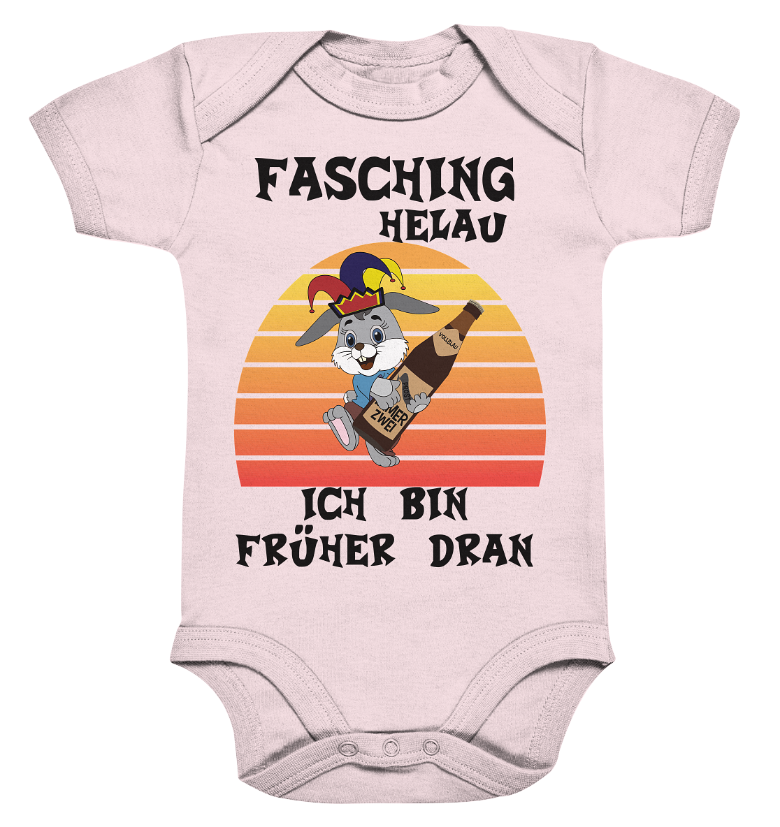 Fasching Helau, Osterhase feiert Karneval, Helau - Organic Baby Bodysuite