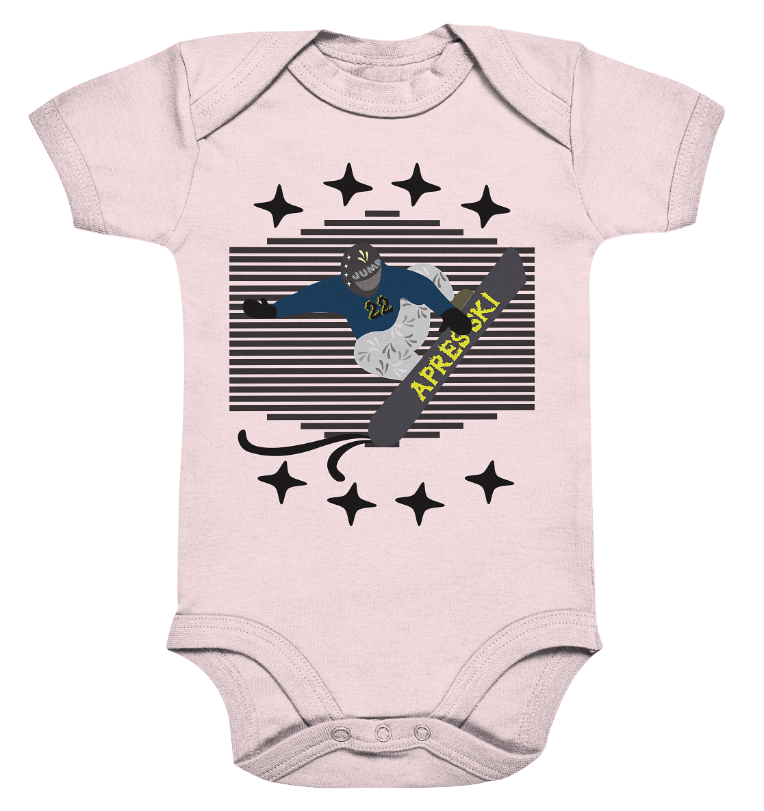 Snowboarding, Apres- Ski, Snowboard, - Organic Baby Bodysuite