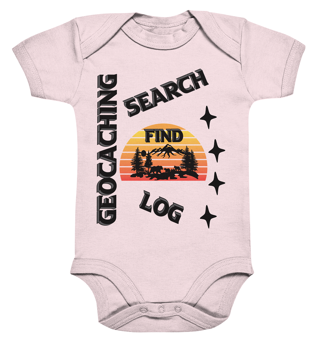 Geocaching, Suchen, Finden und Log, Geocache Schwarzes Design - Organic Baby Bodysuite