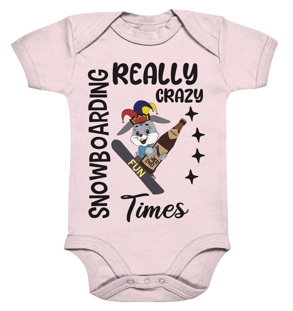 Snowboarding, really crazy, Osterhase mit Bierflasche - Organic Baby Bodysuite