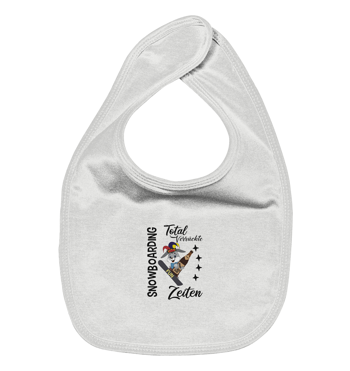Snowboarding,verrückte Zeiten, Osterhase mit Bierflasche, Faschingsmütze - Organic Baby-Lätzchen