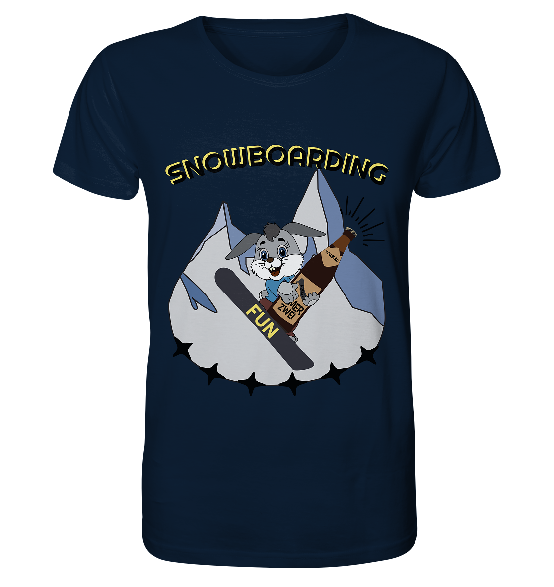 Snowboarding, Apres- Ski, Snowboard, Skihase und Bier - Organic Basic Shirt