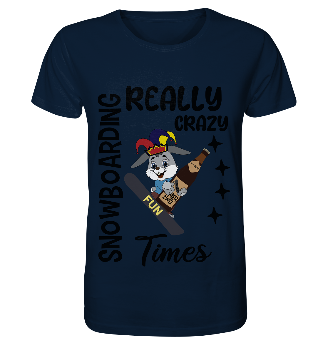 Snowboarding, really crazy, Osterhase mit Bierflasche - Organic Basic Shirt