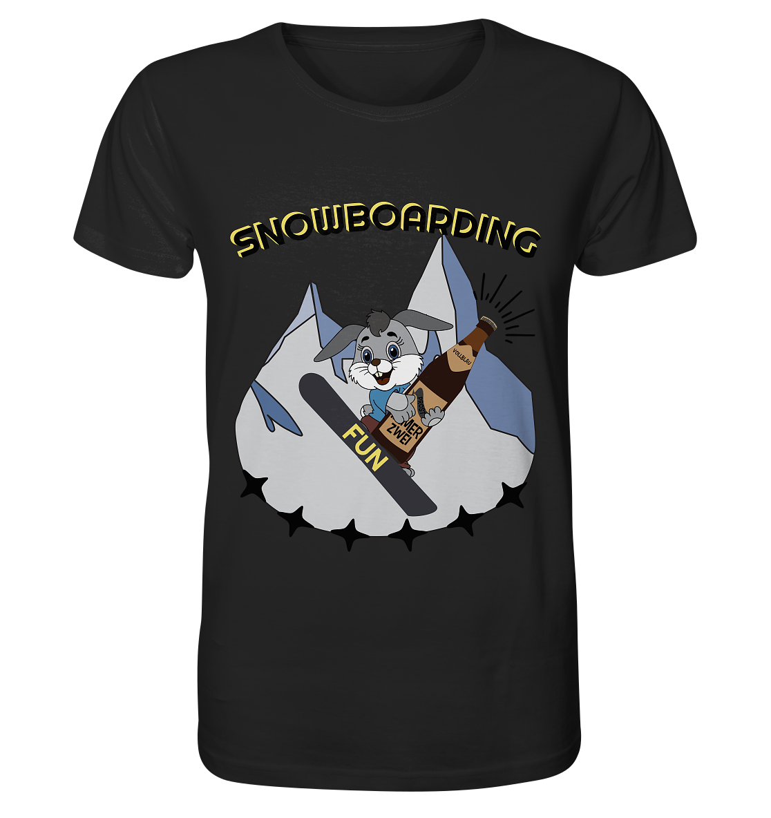Snowboarding, Apres- Ski, Snowboard, Skihase und Bier - Organic Basic Shirt