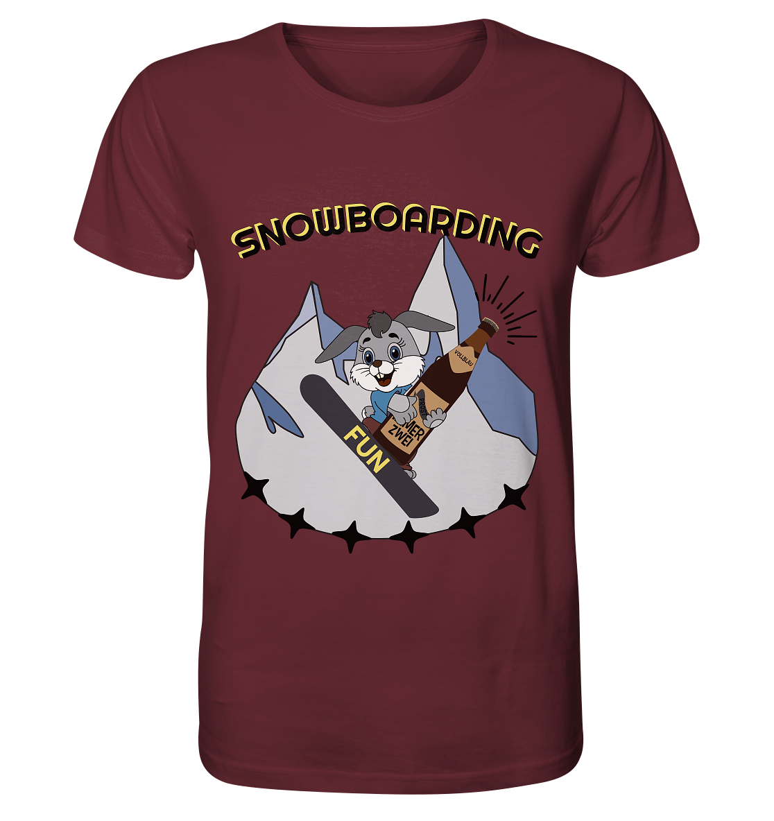 Snowboarding, Apres- Ski, Snowboard, Skihase und Bier - Organic Basic Shirt