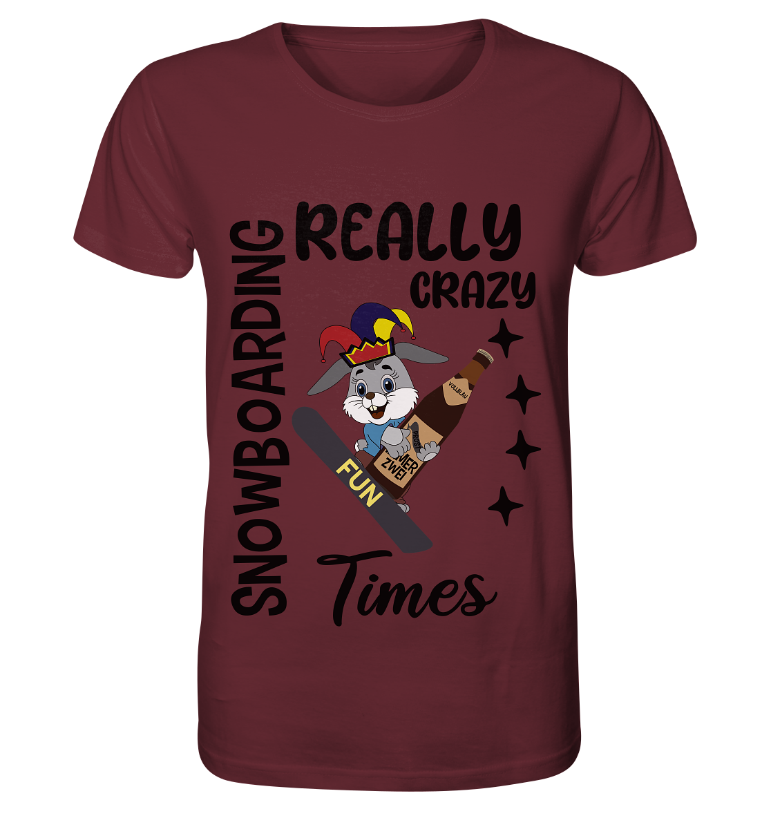 Snowboarding, really crazy, Osterhase mit Bierflasche - Organic Basic Shirt