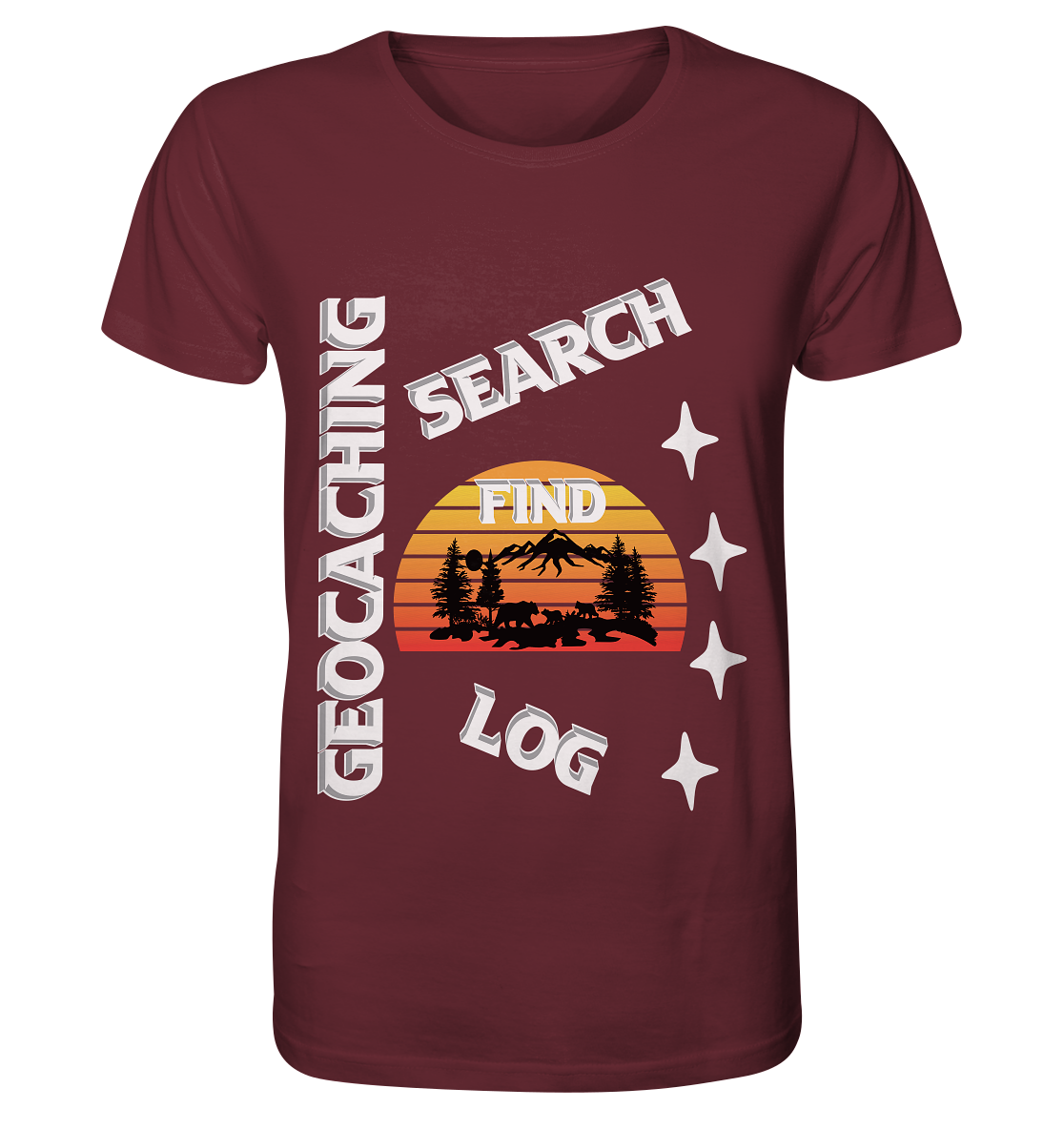 Geocaching-SEARCH-FIND-LOG, Cache Helles Design, Mounten - Organic Basic Shirt