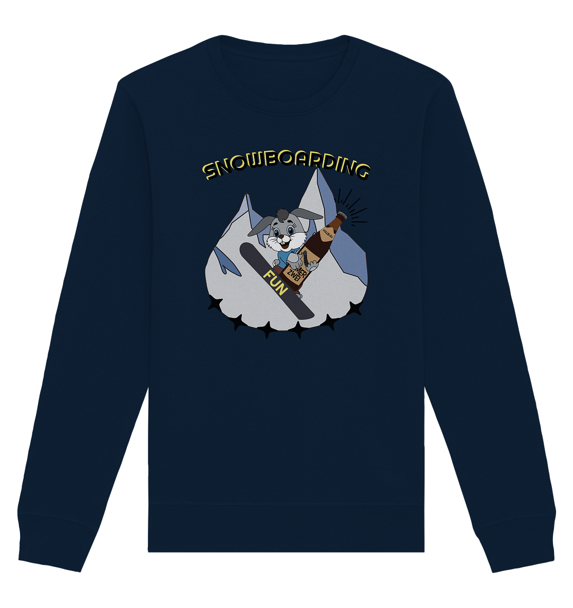 Snowboarding, Apres- Ski, Snowboard, Skihase und Bier - Organic Basic Unisex Sweatshirt