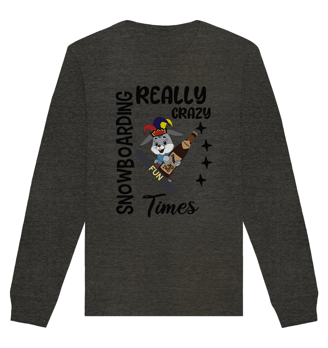 Snowboarding, really crazy, Osterhase mit Bierflasche - Organic Basic Unisex Sweatshirt