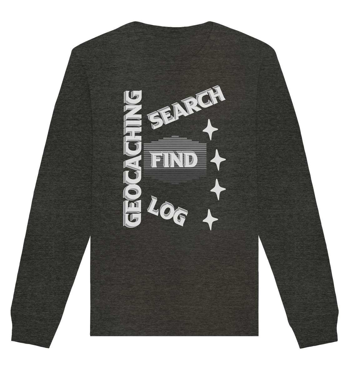Geocaching-SEARCH-FIND-LOG, Cache Helles Disign Sterne - Organic Basic Unisex Sweatshirt