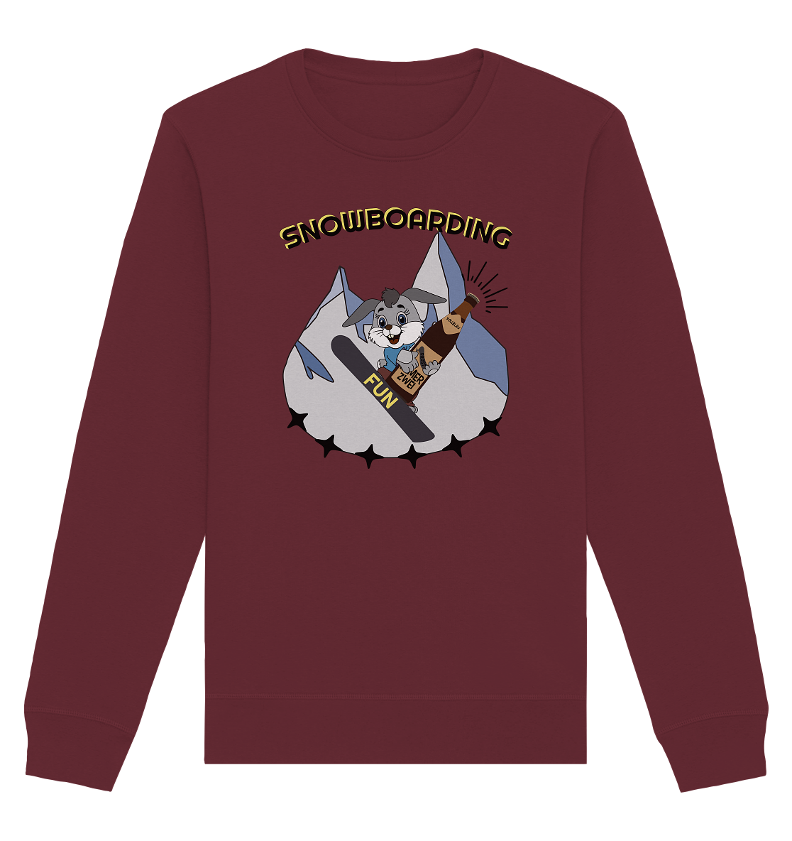 Snowboarding, Apres- Ski, Snowboard, Skihase und Bier - Organic Basic Unisex Sweatshirt