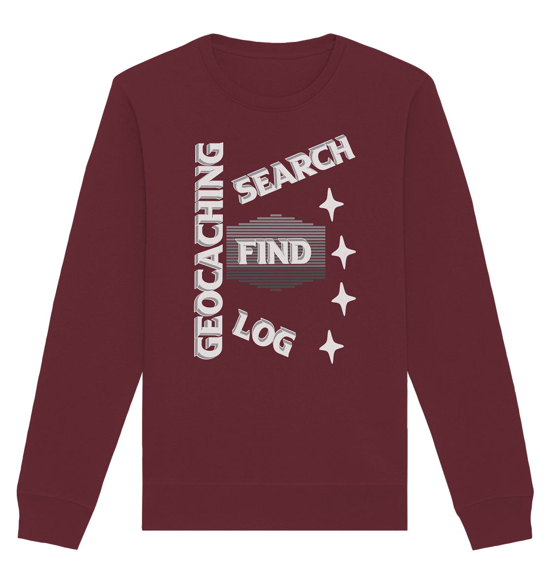 Geocaching-SEARCH-FIND-LOG, Cache Helles Disign Sterne - Organic Basic Unisex Sweatshirt