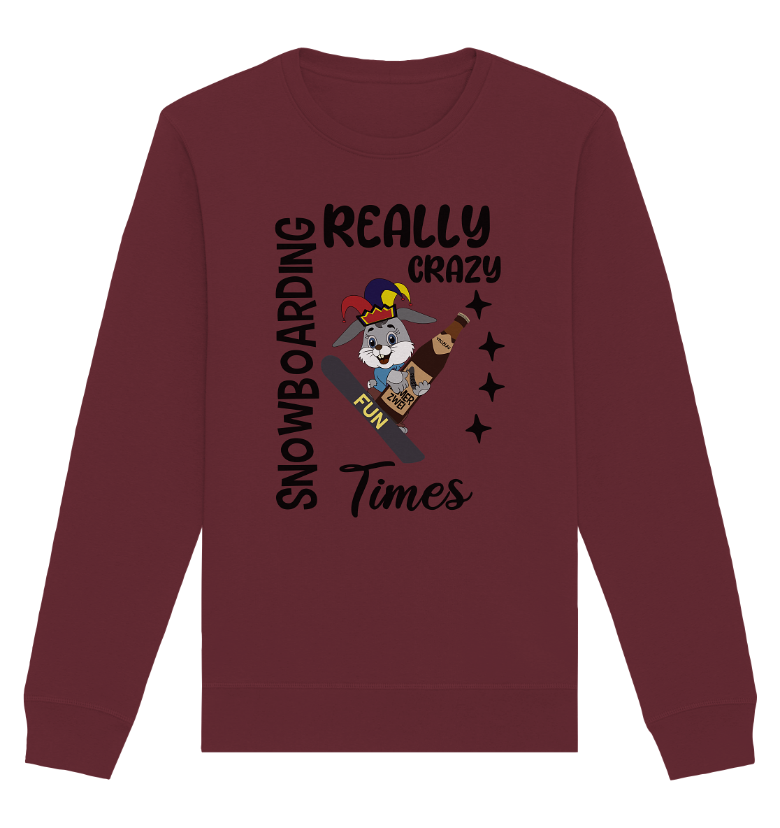 Snowboarding, really crazy, Osterhase mit Bierflasche - Organic Basic Unisex Sweatshirt