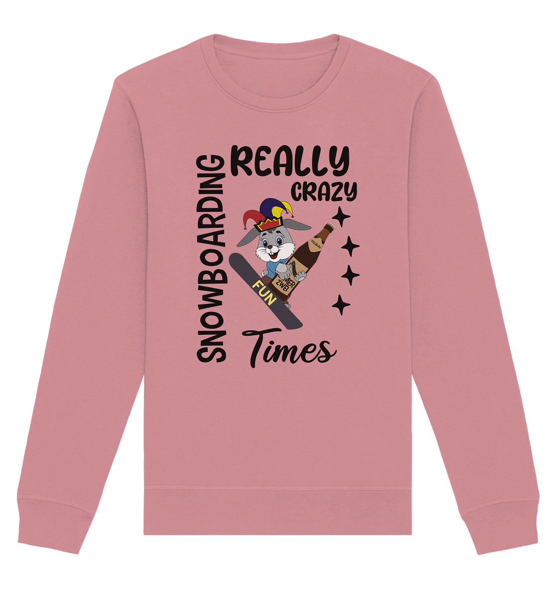 Snowboarding, really crazy, Osterhase mit Bierflasche - Organic Basic Unisex Sweatshirt