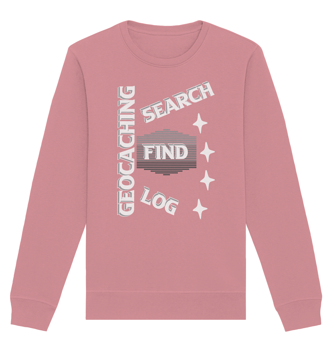 Geocaching-SEARCH-FIND-LOG, Cache Helles Disign Sterne - Organic Basic Unisex Sweatshirt