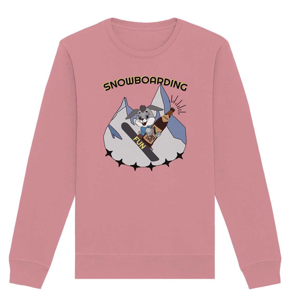Snowboarding, Apres- Ski, Snowboard, Skihase und Bier - Organic Basic Unisex Sweatshirt