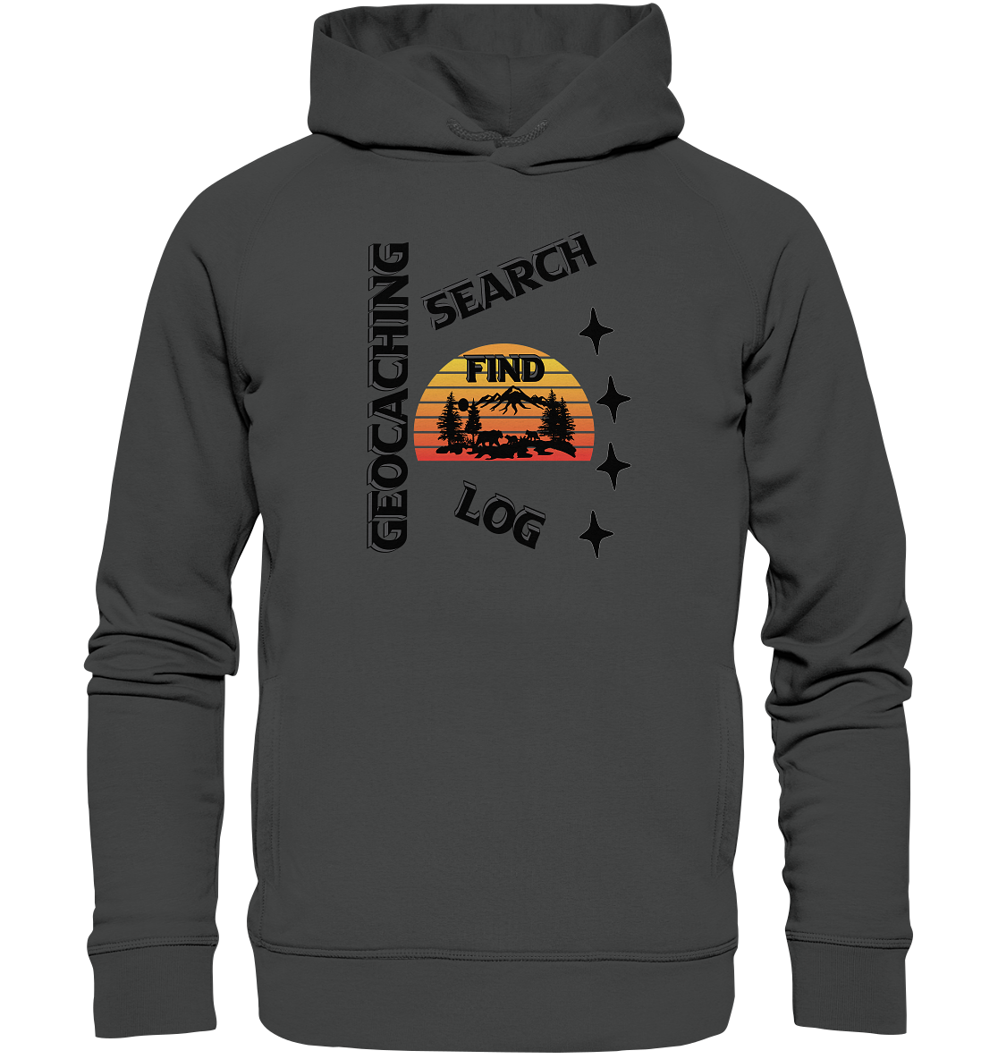 Geocaching, Suchen, Finden und Log, Geocache Schwarzes Design - Organic Fashion Hoodie