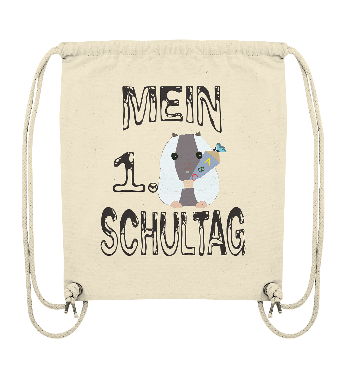 Schulanfang Schwarzes Design, Einschulung, Zuckettüte - Organic Gym-Bag