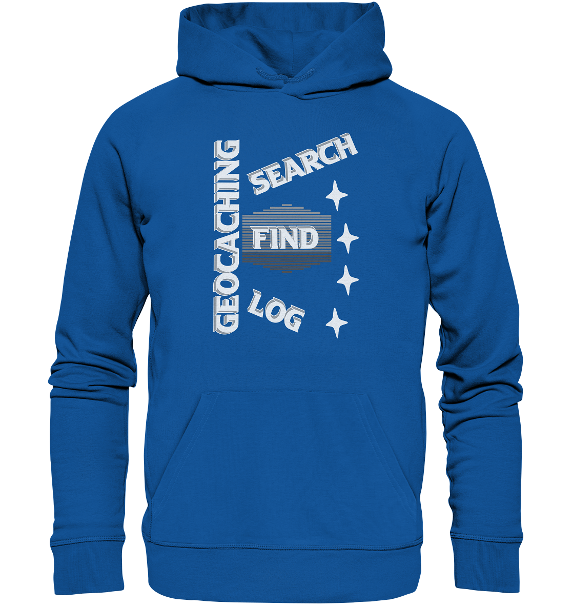 Geocaching-SEARCH-FIND-LOG, Cache Helles Disign Sterne - Organic Hoodie