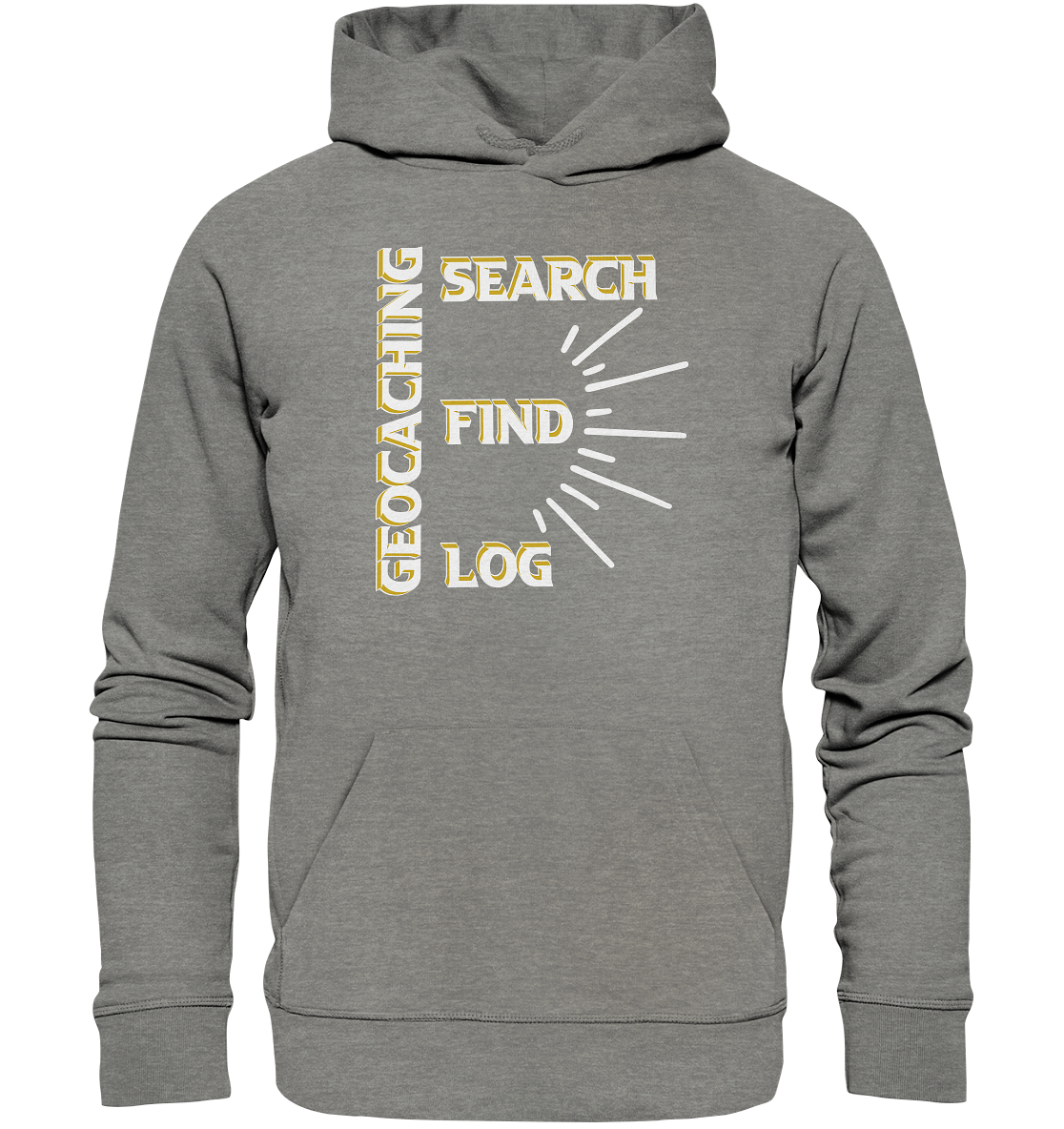 Geocaching-SEARCH-FIND-LOG, Cache Helles Disign - Organic Hoodie